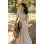 Vestido francés retro romántico para mujer Elegancia vintage para ocasiones especiales o uso diario. Disfruta el encanto parisino con este vestido. — foto 5