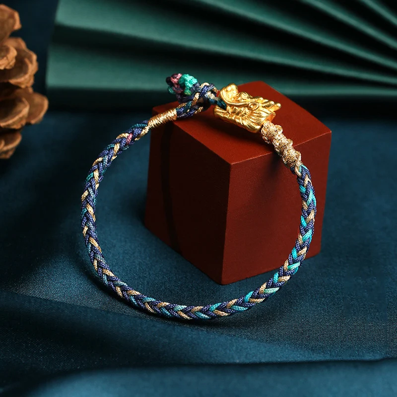 Title 8, Veelkleurige Geluksdraak Touw Geweven Armband