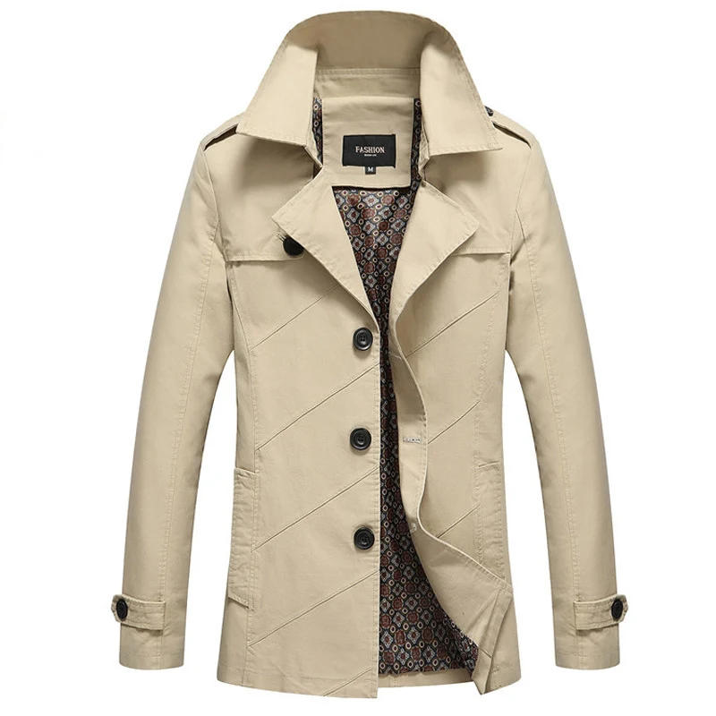 Men's Cotton Washed Jacket Coat Mid-Length Windbreaker Stylish and Comfortable Perfect for Everyday Wear Versatile Desig — photo 2