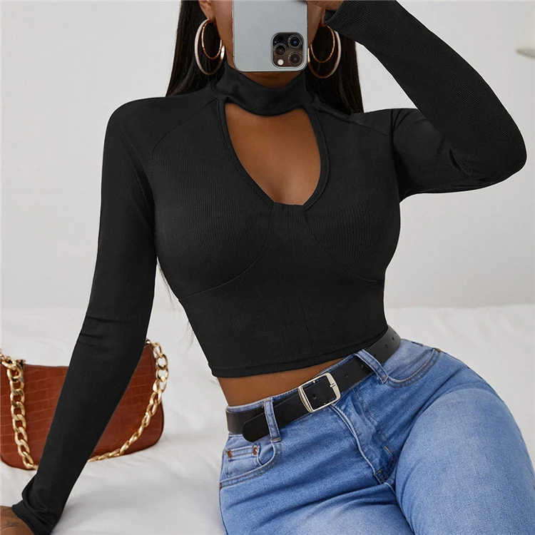 Title 6, Skinny Long Sleeve Bodysuit with Halter Neck, S...