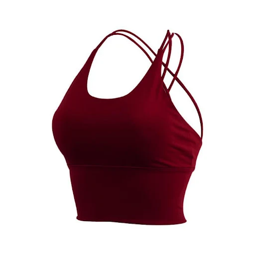 Title 5, Thin straps yoga gather bra provides comfort an...