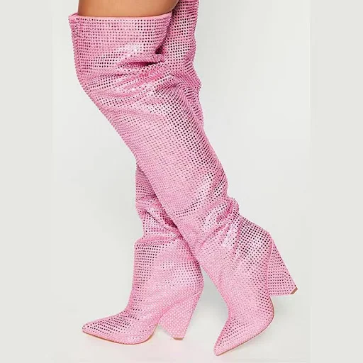 Title 2, Plus Size Below the Knee Boots with Pointed Tap...