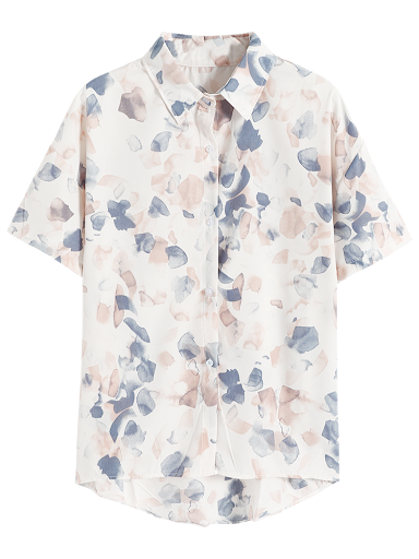 Title 1, Camicia floreale a maniche corte in chiffon sti...
