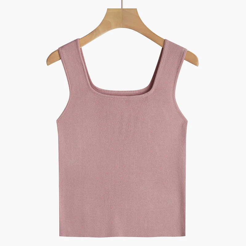 Terno feminino com camisola de gola quadrada e top curto sem mangas — foto 4