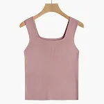 Terno feminino com camisola de gola quadrada e top curto sem mangas — foto 4
