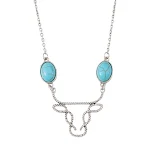 Colar de cabeça de vaca com turquesa incrustada e linha vazada. Um acessório estiloso e autêntico para adicionar um toque de originalidade ao seu visual. — foto 2