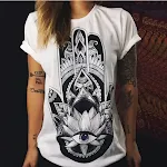Damen T-Shirt mit Buchstaben-Print, Rundhalsausschnitt, Kurzarm. Bequemes und stilvolles Oberteil für Damen, ideal für Freizeit und Alltag. — foto 15