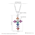 Colar Cruz Clássico S925 Prata Esterlina com Micro Cristais Ornamento de Platina Elegante Joia Feminina. — foto 2