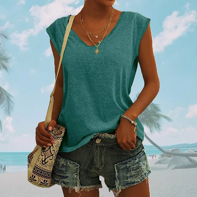 European And American Women's Simple V-neck Loose T-shirt — photo 13
