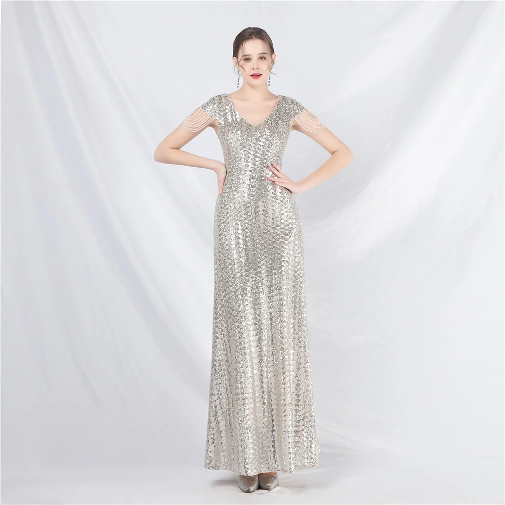 Title 15, Womens A- Line Craft Bead Sequins Dress