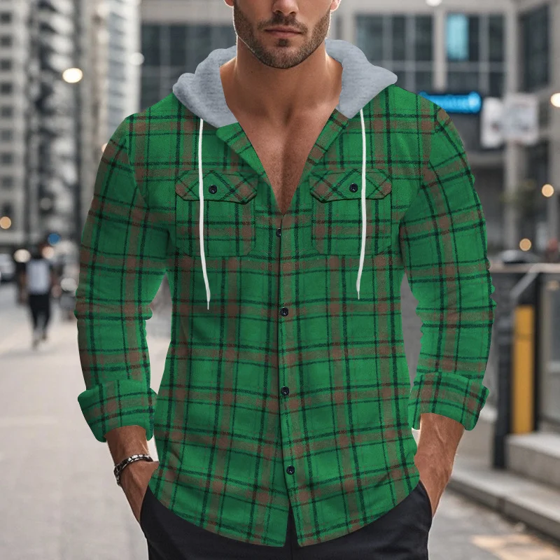 American Retro Autumn And Winter Men's Plaid Shirt offering a casual and warm coat design, fashionable and perfect for t — photo 3