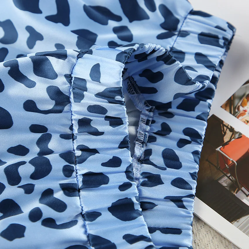 Title 5, Fashionable Satin Printed Pajamas Two-piece Set