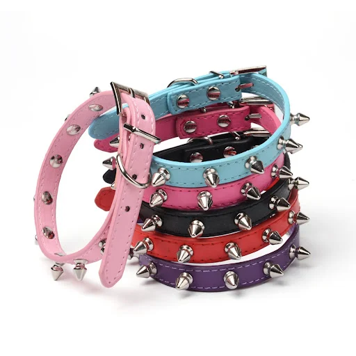 Leather Cat Collar Anti-Bite Studded Cat Collar with Spikes Adjustable Pet Collar for Small Dogs Puppy Kitten Pet Access — photo 5