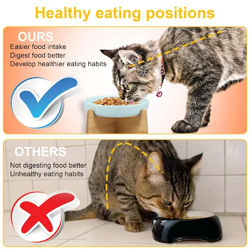 Ceramic Pet Slow Food Bowl Elevated Cat Bowls with Wood Stand Puppy Bowl Basin Neck Protection Cat Anti Choking Food Bow — photo 6