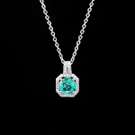Colar feminino com pingente quadrado de zircônia, corrente fina para clavícula, acessório de moda elegante e sofisticado para realçar seu visual. — foto 12