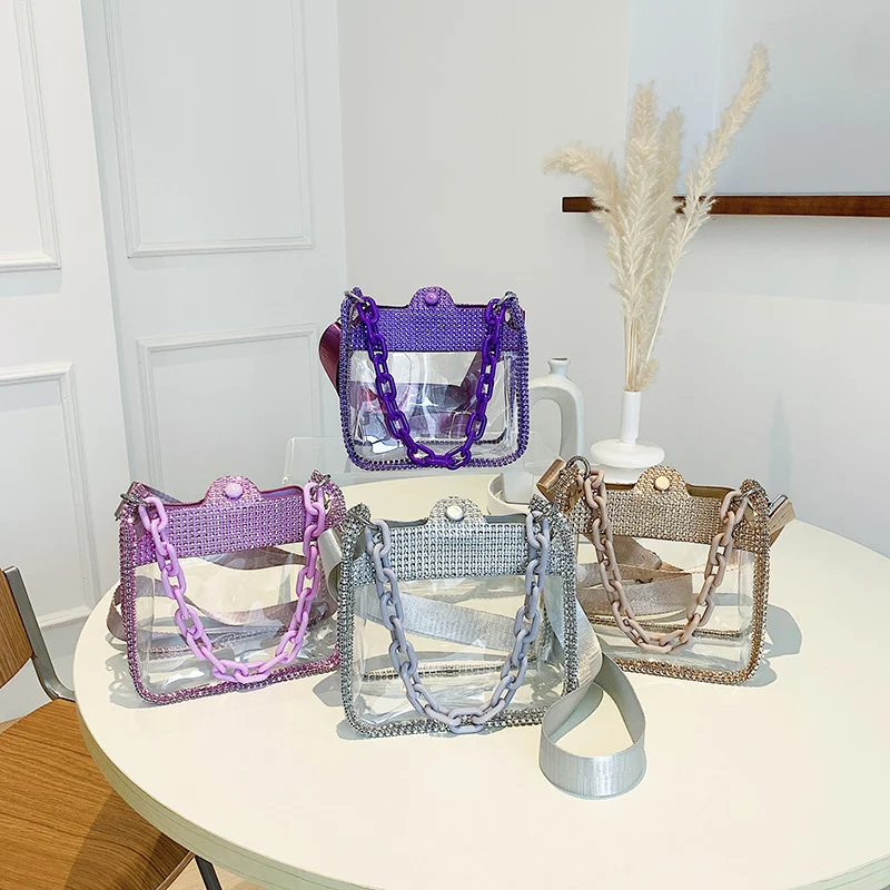 Title 2, Transparent Chain Womens Portable PVC Shoulder...