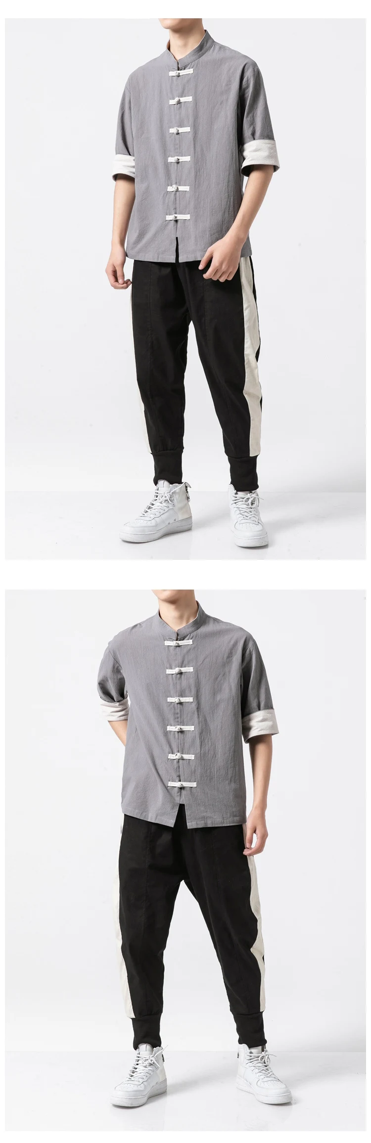Title 6, Camisa masculina casual de linho com fivela est...