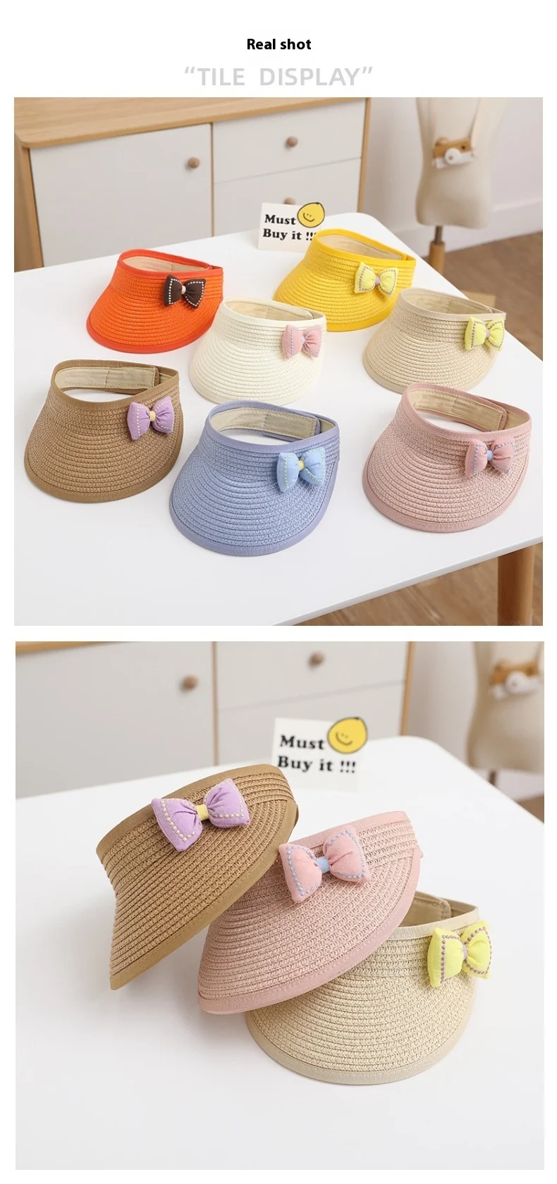 Title 2, Foldable Childrens Hat Summer Korean Style Bow...