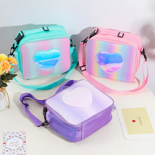 Title 3, Laser Simple Rainbow Color Insulation Bento Bag...