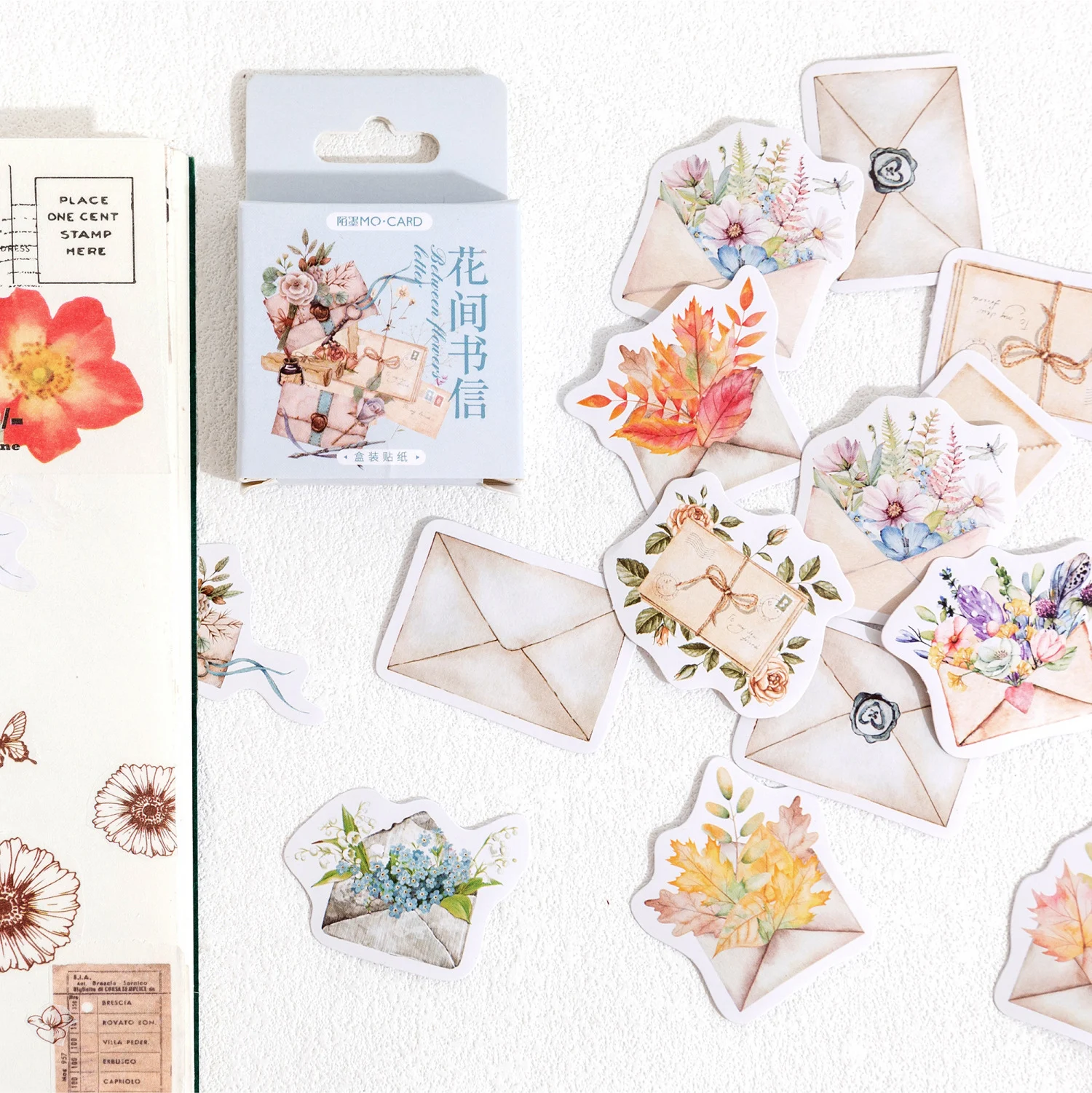 Adesivos de decoração de diário com flores retrô 46 peças Decore seu diário, projetos de artesanato e personalize suas páginas com estilo floral vintage. — foto 5