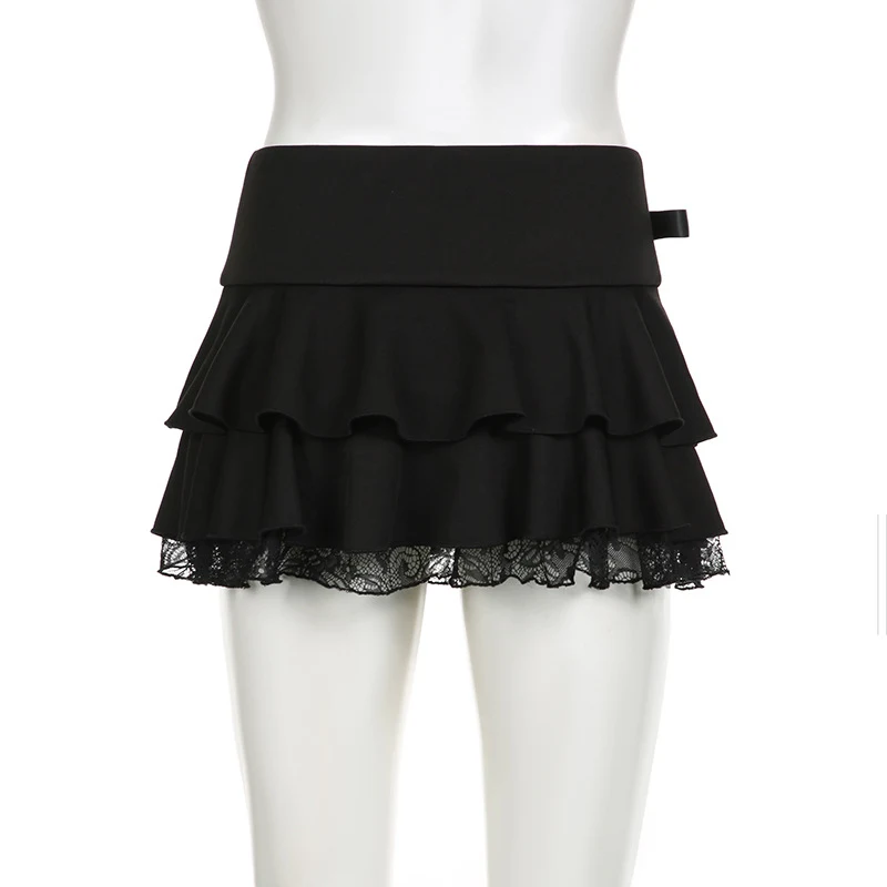Saia feminina com laço e costura de renda, elegante e feminina. Perfeita para qualquer ocasião, confortável e valoriza a silhueta, um charme. — foto 3