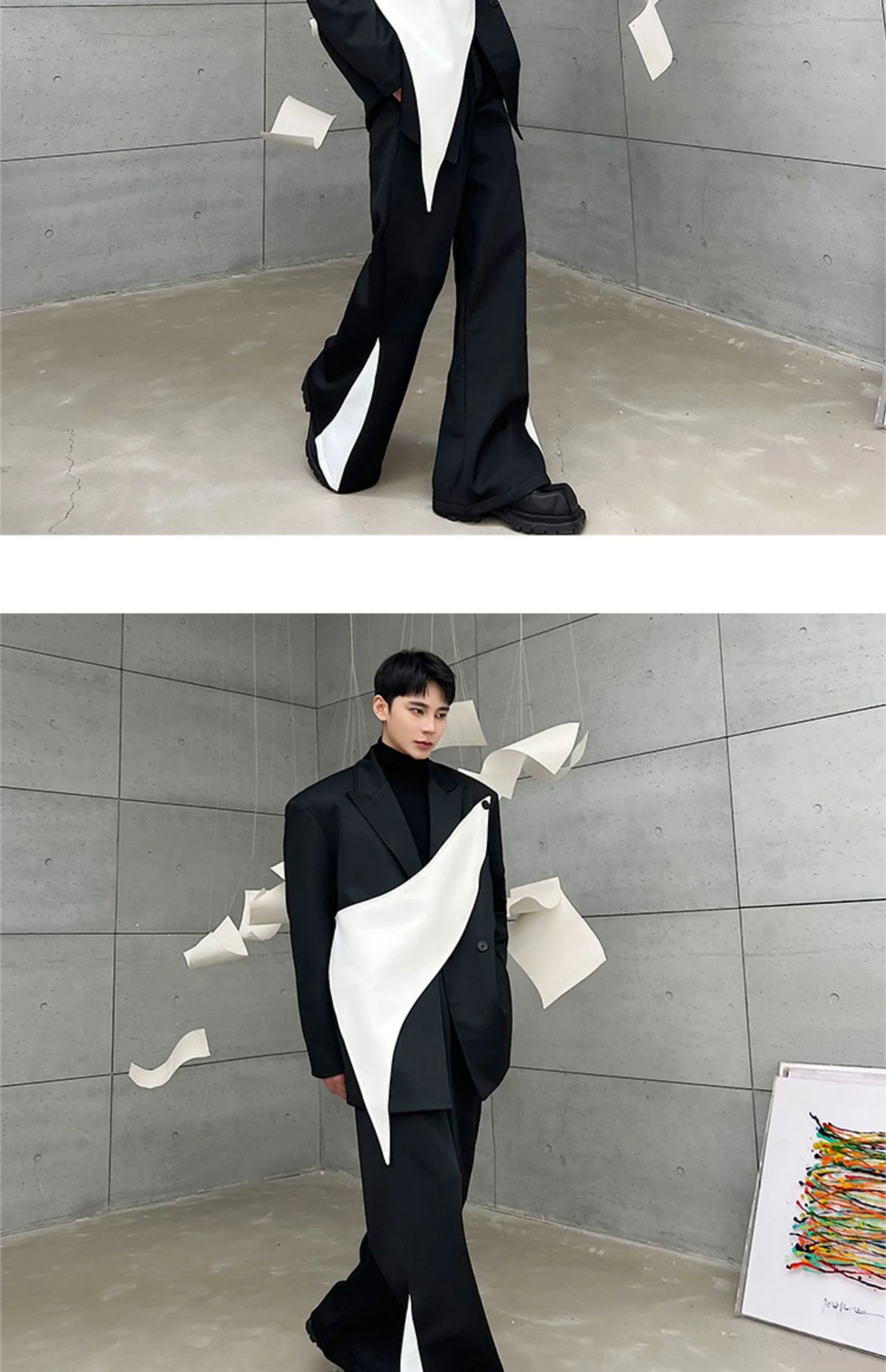 Title 5, Space Cotton Suit Color Contrast Flare Pants of...