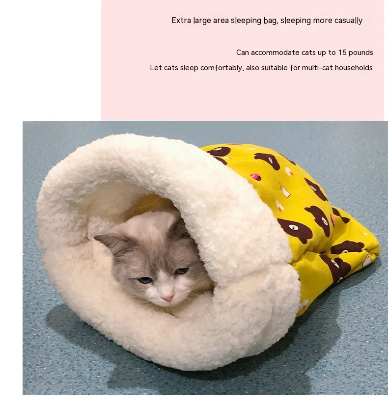 Lambswool Thickened Pocketable New Winter Linen Sleeping Bag Cat Nest, providing warmth, comfort and portability for you — photo 13