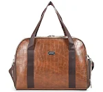 Bolsa de couro PU vintage impermeável com separação seco e molhado. Ideal para viagens, academia e praia. Organize seus pertences com estilo e segurança. — foto 4