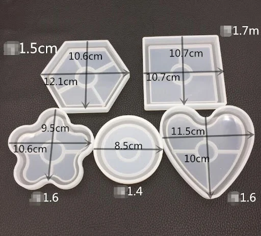 Title 3, Hexagonal Heart Crystal Epoxy Flower Coaster Mo...
