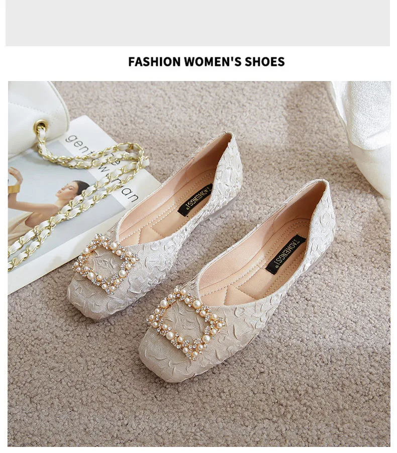 Title 15, Chaussures plates femme en cuir souple, bout ca...