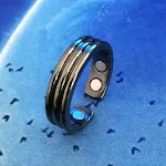 Anel Magnético Aberto Masculino em Ouro Rose Eletroplacado Personalizado. Design elegante, benefícios magnéticos e estilo único para homens. — foto 15