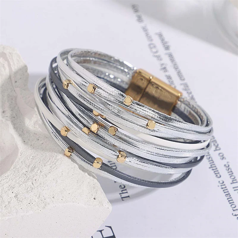 Title 9, Pulseira de couro macio com contas vintage para...