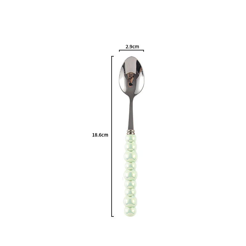 Conjunto de faca, garfo e colher com cabo de pérola cerâmica para uso doméstico. Ideal para sopa, bife e culinária ocidental. — foto 20