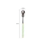 Conjunto de faca, garfo e colher com cabo de pérola cerâmica para uso doméstico. Ideal para sopa, bife e culinária ocidental. — foto 20