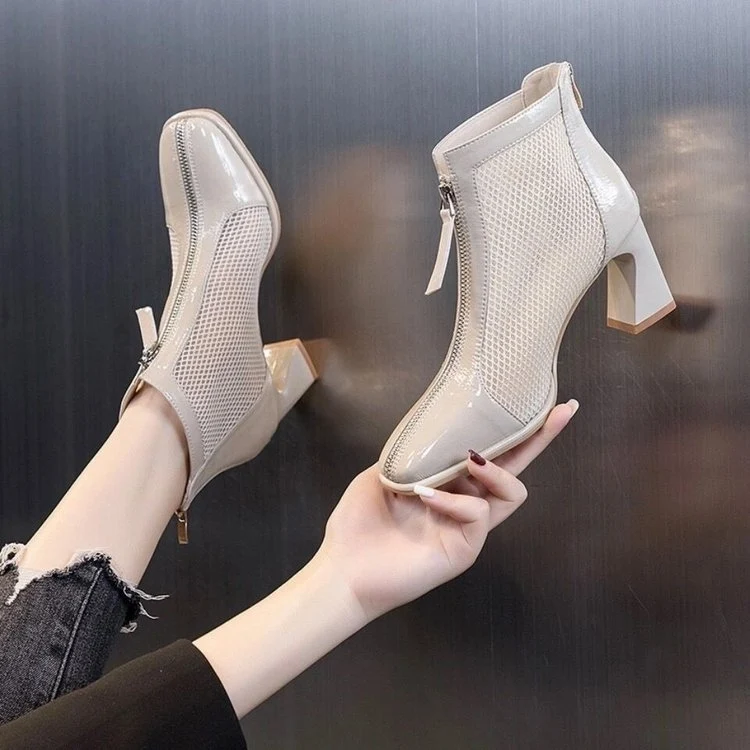 Title 4, Mesh Martin Boots Sandals Thin/Thick Heeled Bre...