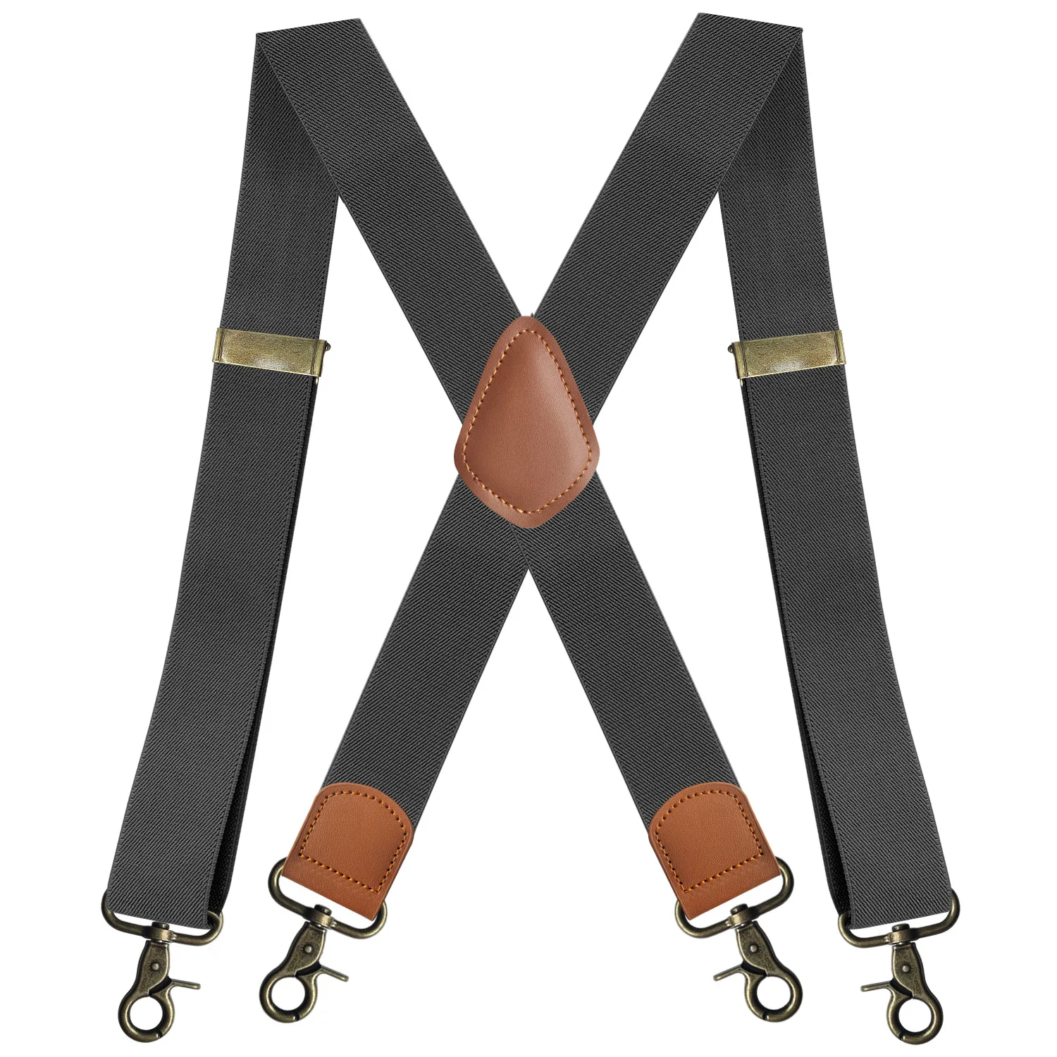 Title 5, Elastic X-type Suit Pants Suspenders with Bronz...