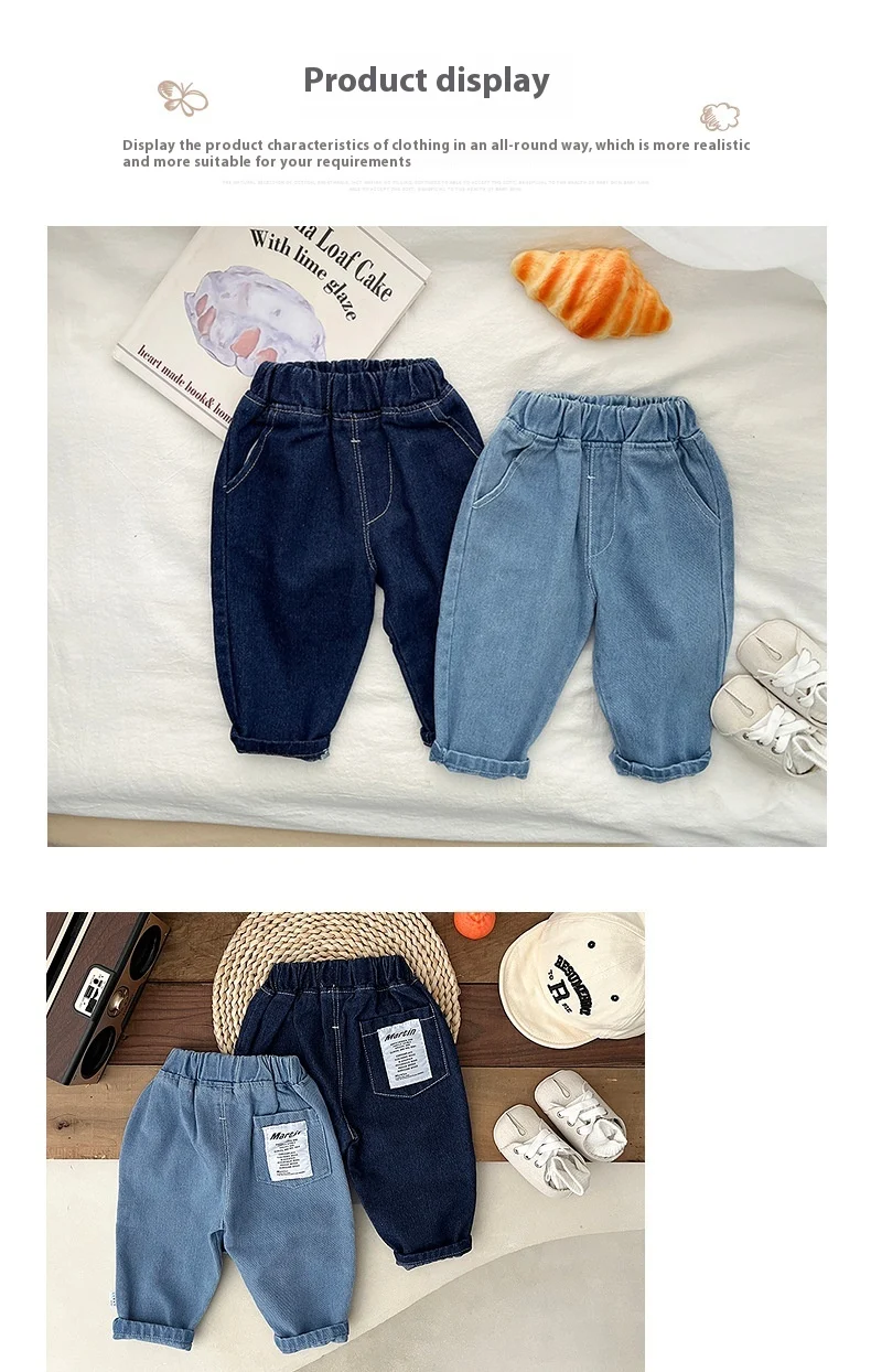 Jeans finos e macios para crianças, modernos e confortáveis. Perfeitos para brincar e usar no dia a dia, garantindo estilo e liberdade de movimento. — foto 5
