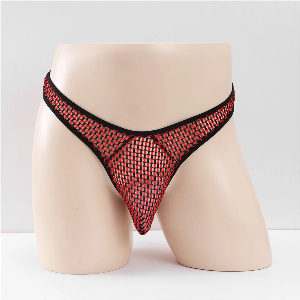 Mesh masculino See através de respirável sexy em forma de T Ma convexa Hollow Out Mesh Mesh Sexy Chefes Sexy — foto 3