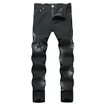 Pantalones vaqueros negros elásticos de cintura media con estrella de cinco puntas pintada a mano para hombre — foto 1