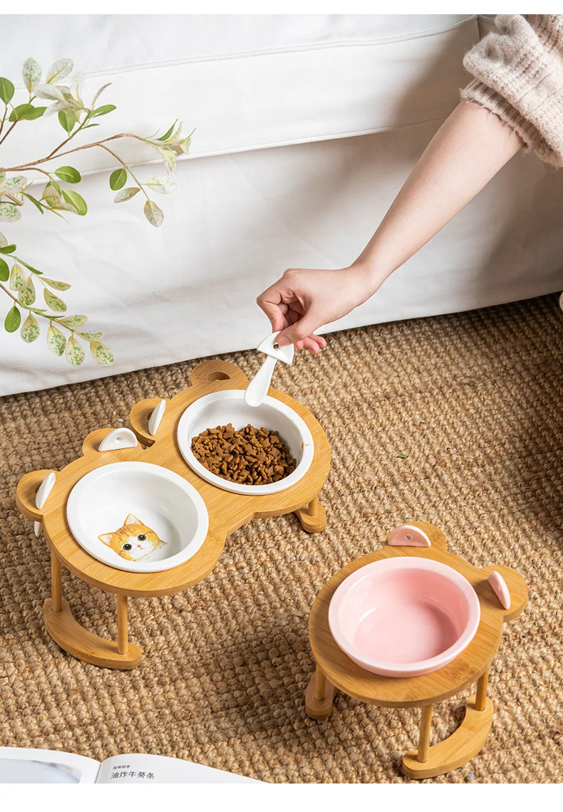 Title 2, Ceramic Cat Bowl Single Double Pet Bowl Puppy D...