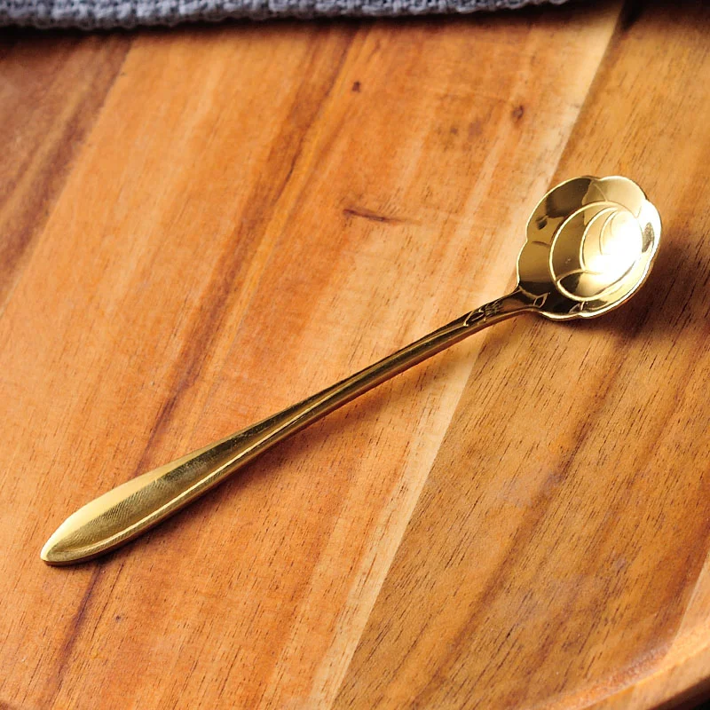 Title 6, Colher pequena de aço inoxidável com cabo longo...