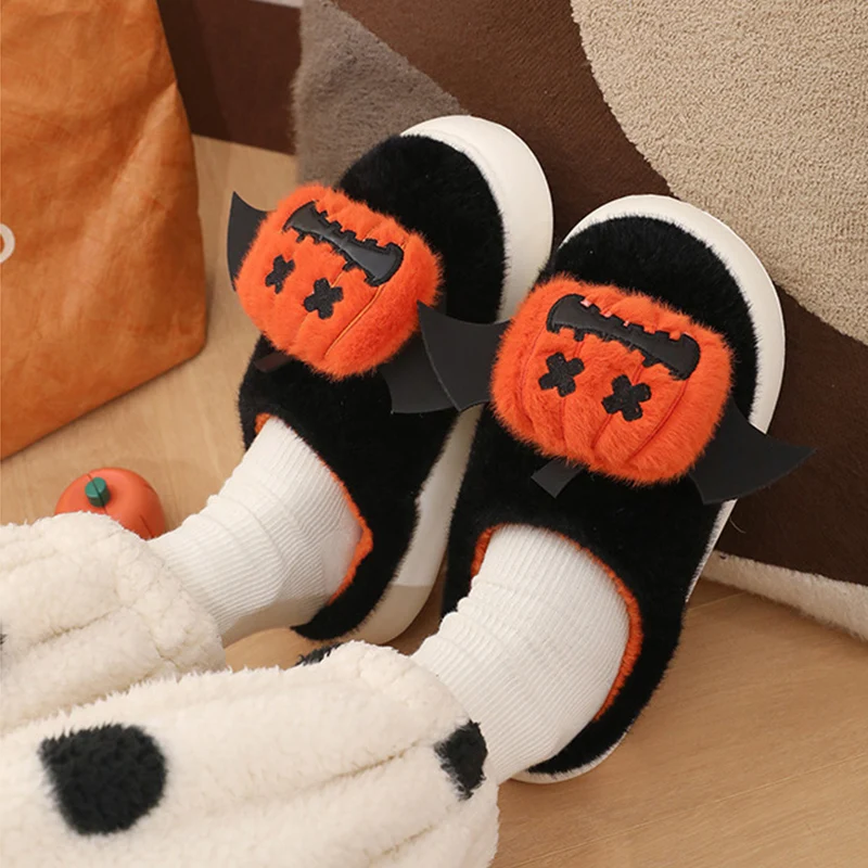 Halloween Cartoon Funny Pumpkin Slippers With Small Wings, Indoor Non-slip Bedroom Floor Cotton Slipper, Winter House Sh — photo 8