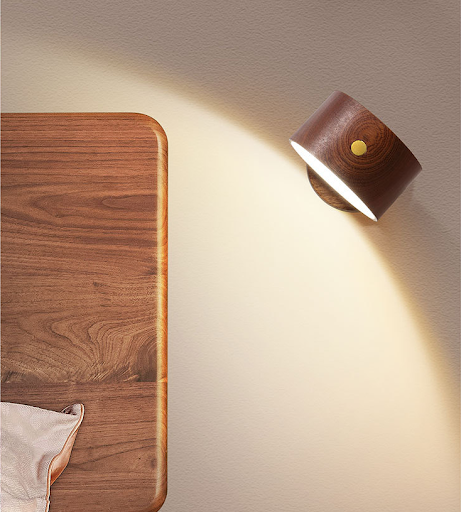 Title 6, Simple Wooden Bedside Lamp for Bedroom. Provide...