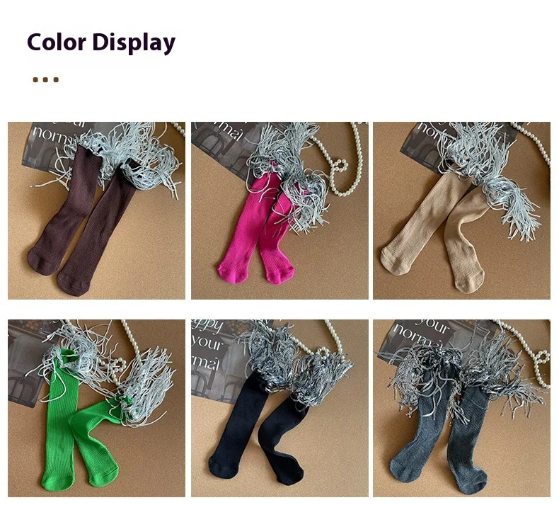 Title 15, Girls Sequins Tassel Calf Socks, add sparkle an...