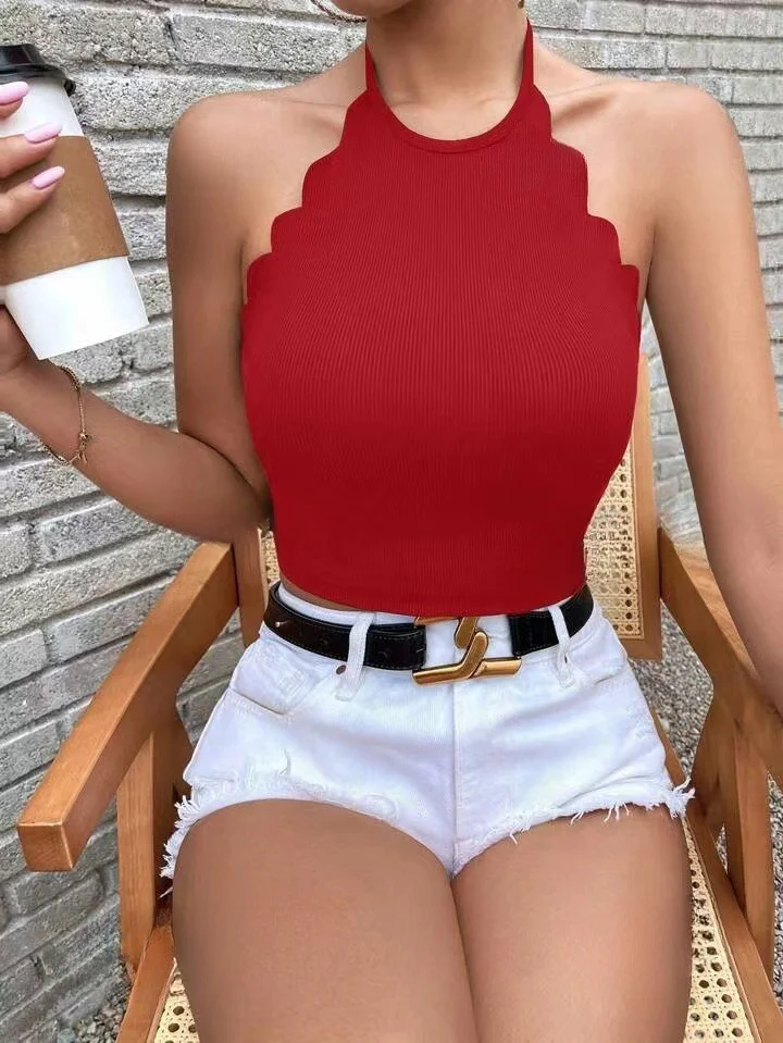 Title 4, Solid Color Halter Sling Dress for Women, Europ...