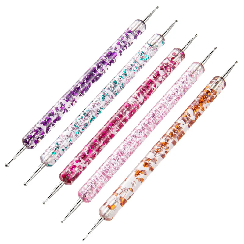 Kit de arte para unhas com haste dupla transparente. Crie designs incríveis e personalizados com facilidade. Ferramentas práticas para manicure perfeita. — foto 1