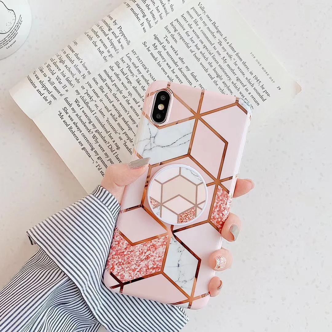 Title 3, Geometric Mosaic Marble Folding Stand Phone Cas...