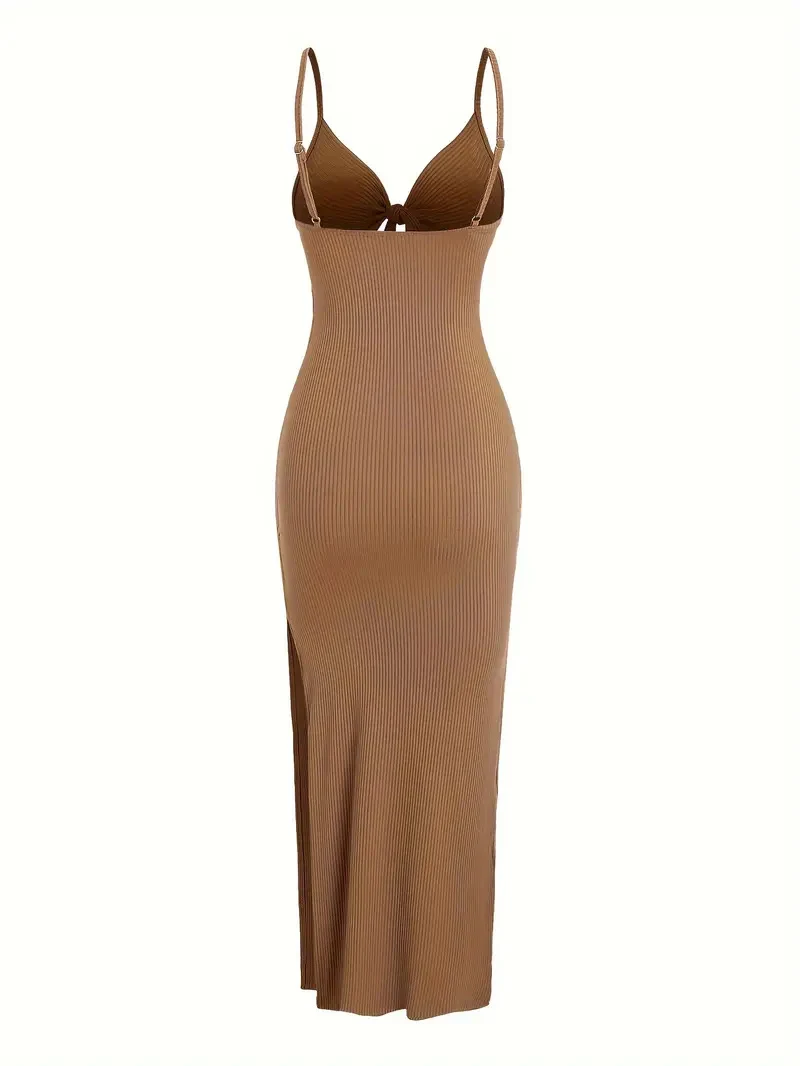 Women's Fashion Suspenders Slit Slim-fitting Dress — photo 11