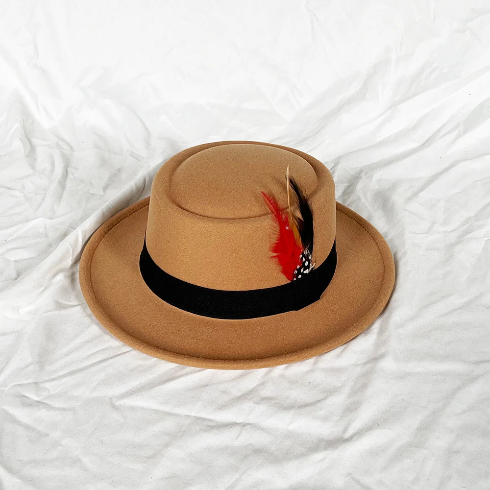 Small Flat Top Men's Old White Felt Top Hat, a lightweight and stylish cap, perfect for costumes, parties or special eve — photo 7