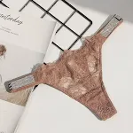 Calcinha de renda sexy com strass para mulheres, esportiva, fitness, biquíni de cintura alta, calcinha em T e fio dental. — foto 5